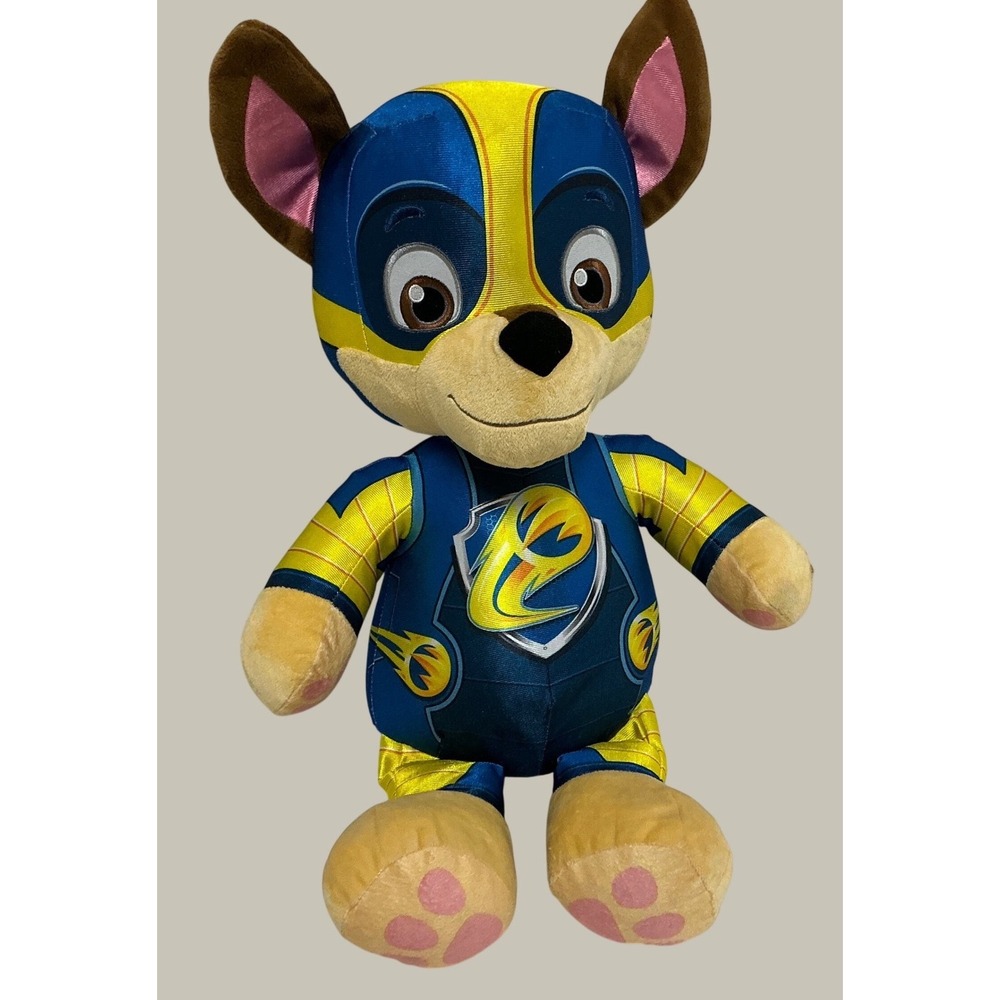 Paw Patrol Chase Mighty Pups Superhero Plush Stuffed Animal Toy 18 Inch Blue